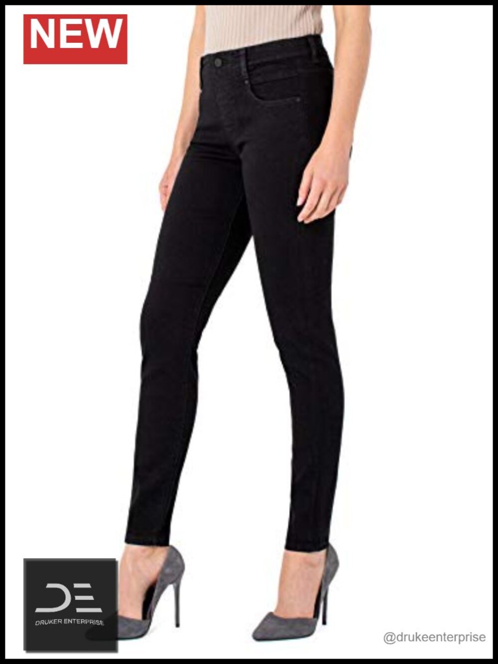 Skinny Pull-On Jeans Mid-Rise High Stretch Cotton